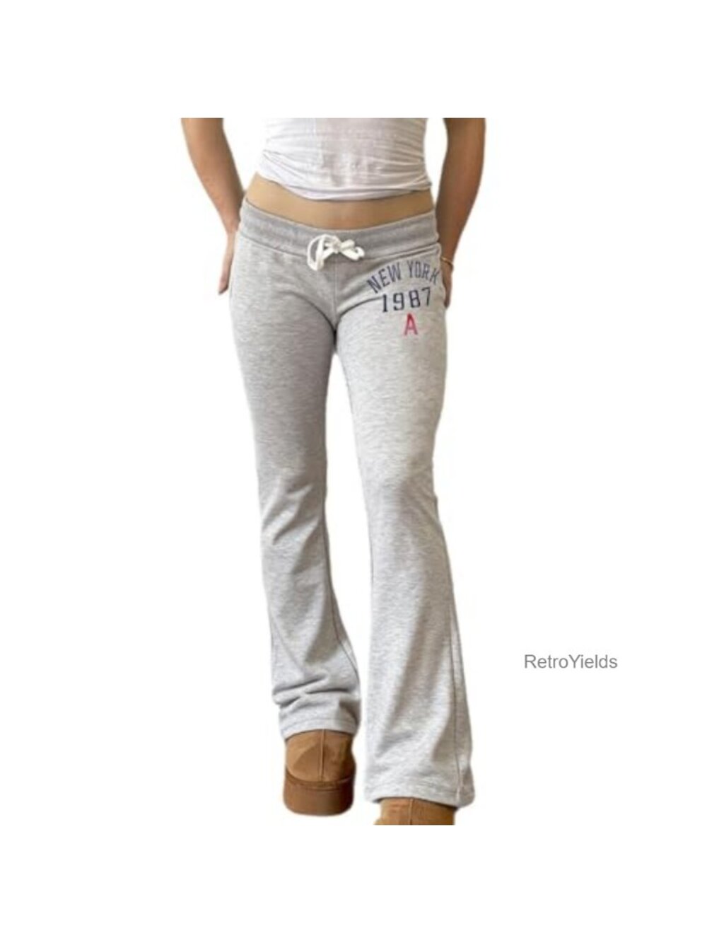 Women's Y2K Low Rise Flare Sweatpants Drawstring Wide Leg Lounge Yoga Pants